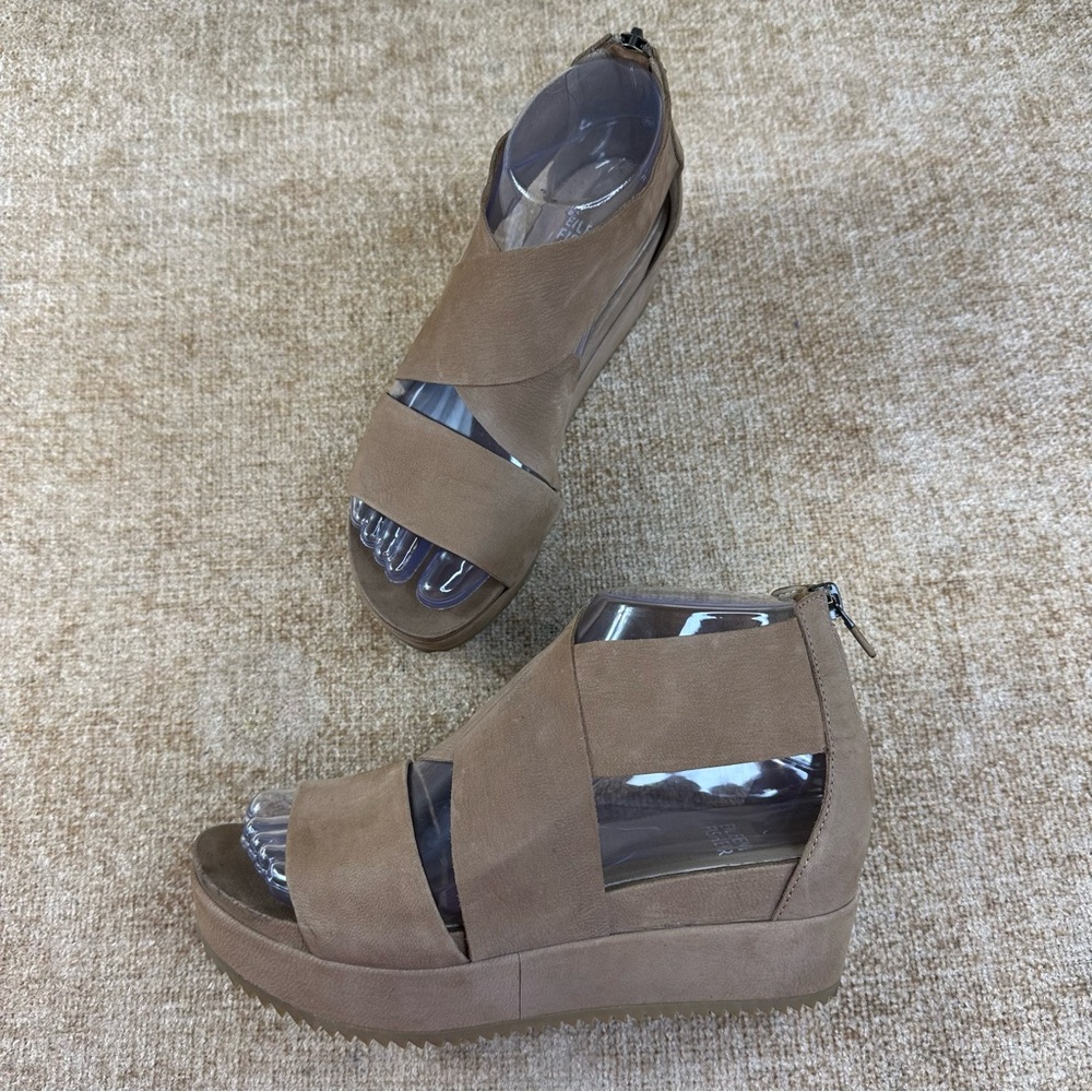 Eileen Fisher Suede Elon Platform Wedge Sandals Women’s Size 6.5